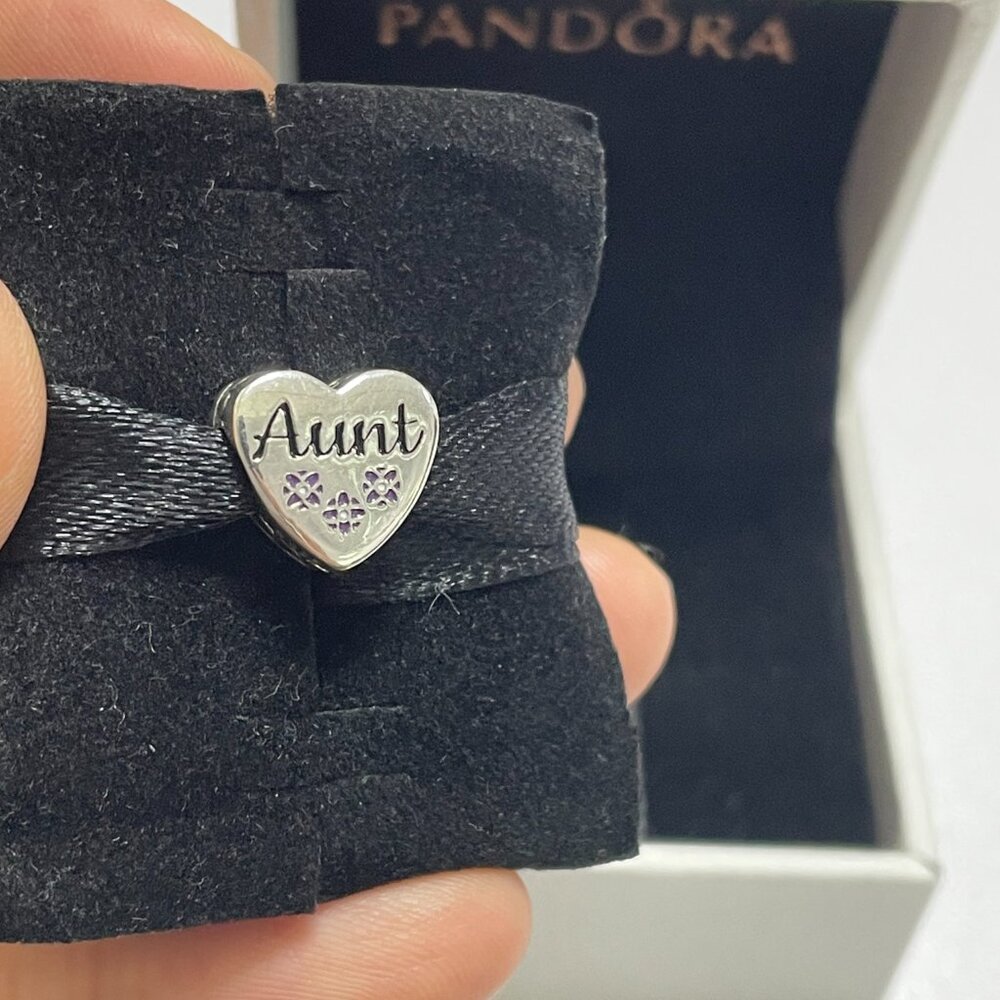 Pandora Aunt Heart Charm Bead S925 Sterling Silver